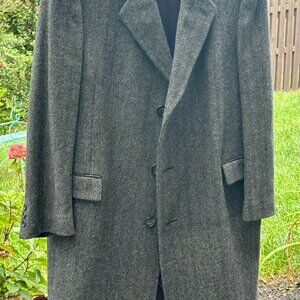 Adolfo Men's 46R Wool Herringbone Trench Coat